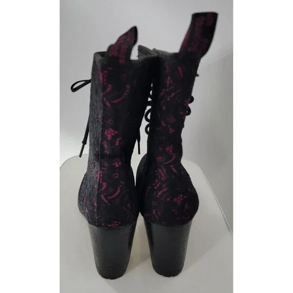 Dr. Martens DARCIE BLACK+PINK PIZZO SANTA CRUZ HEEL BOOT - Picture 2 of 9
